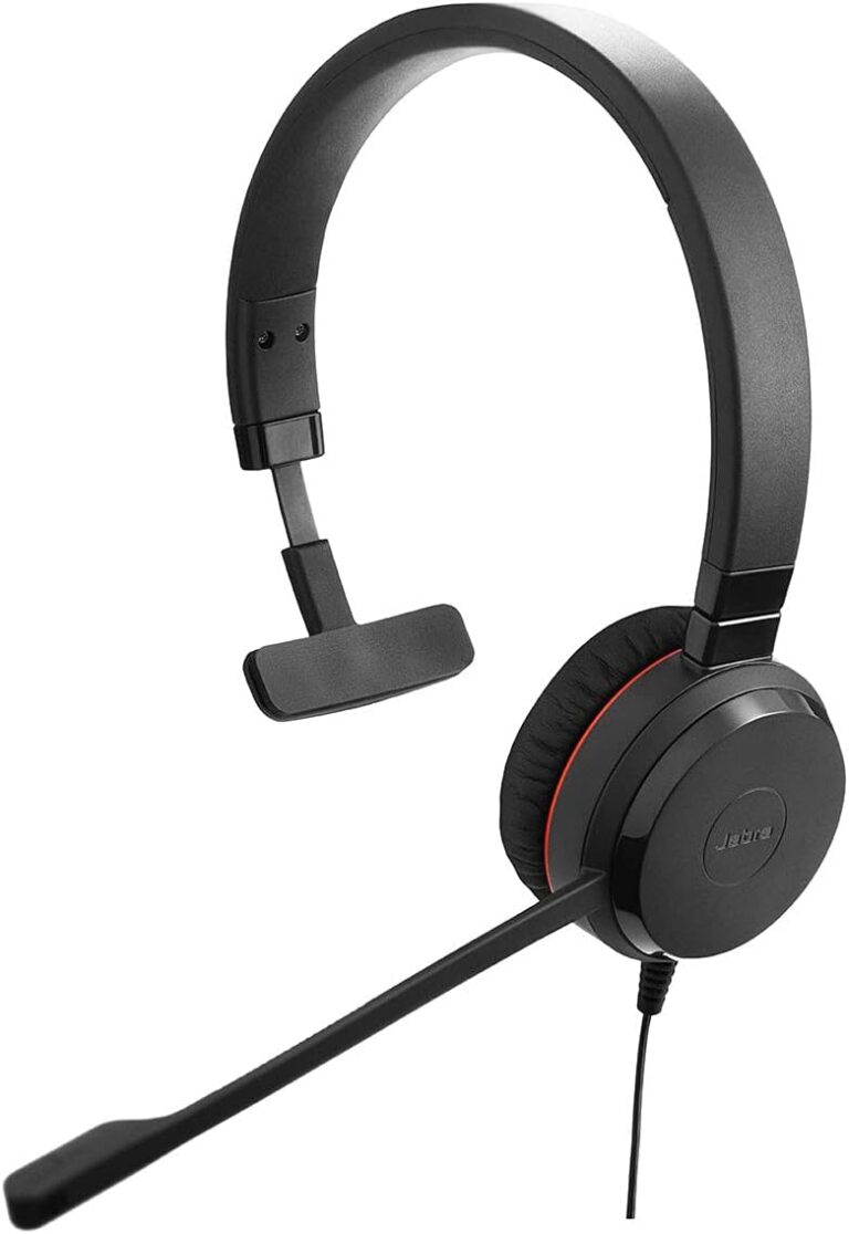 Jabra Evolve 30 UC Mono Headset – Unified Communications Headphones for VoIP Softphone with Passive Noise Cancellation – USB-Cable with Controller – Black