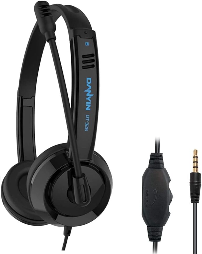 JJN Computer Headset with Microphone, 3.5mm Wired Crystal Sound Headphone, with Microphone Noise Cancelling Mic & Audio Controls, for PC/Mac/Laptop, Comfort-fit for Home/Office/Remote Learning