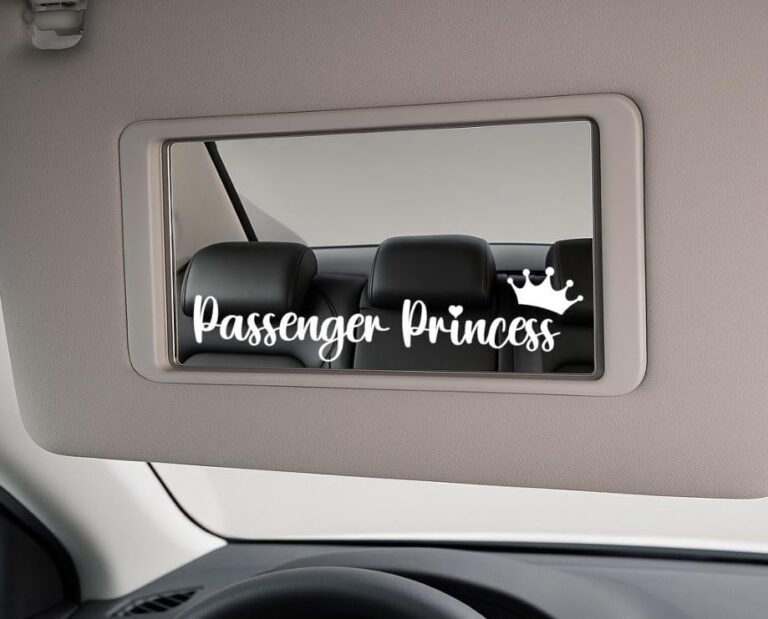 Passenger Princess Car Mirror Decor Sun Visor Mirror Decal Sticker for car Girl (White)