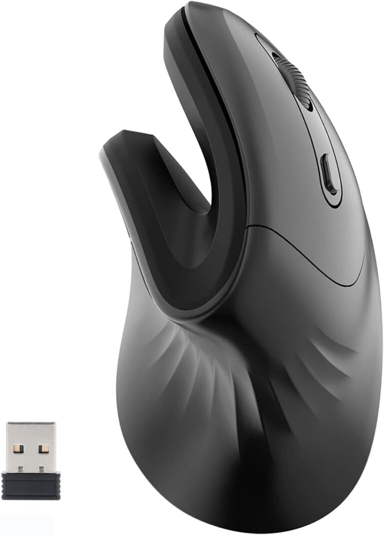USB Rechargeable Vertical Mouse 2.4GHz Wireless L size for Unisex, Ergonomic Optical Mice 6 Buttons Right -handed, Reduce Wrist Strain, Compatible with MacBook/PC/Laptop/Desktop/Windows, Black