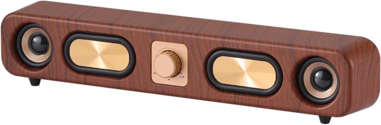 Hanstore Computer Speaker, PC Speakers, Retro USB Soundbar, Woodgrain Colour USB Powered 10W Stereo Soundbar for Desktop Smartphones Laptop