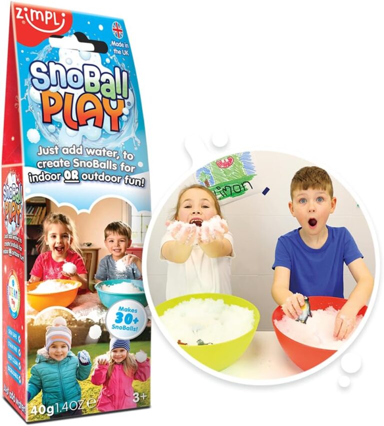 Zimpli Kids Snoball Play 2 Use Pack, Magically turns water into Artificial Fake Instant Snow, Children’s Outdoor and Indoor Toy, Great Stocking Filler Gift for Kids, White