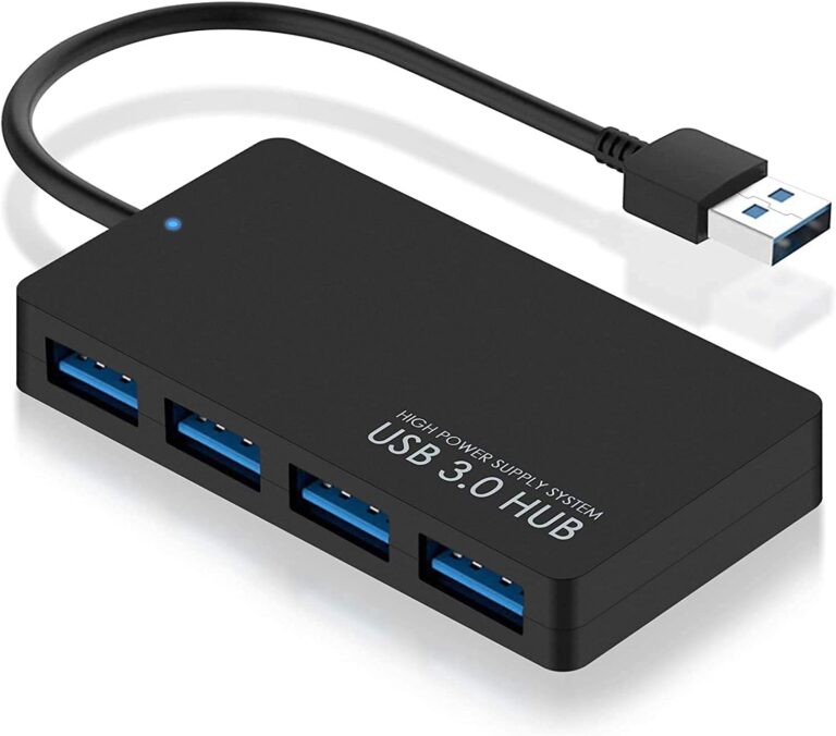REALMAX® USB HUB 3.0 Powered Ultra Slim 4 Ports Super Speed Mini Smart Charger Charging Port Compact External AC Power Adapter Mac Mini, PC, Laptops