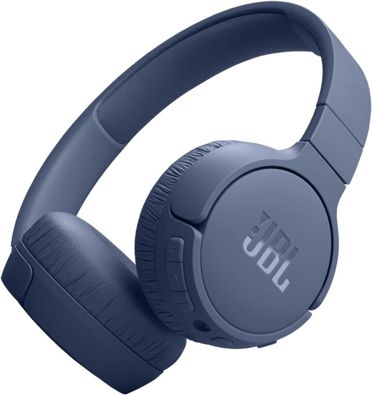 JBL Tune 670 NC Wireless On-Ear Bluetooth Headphones with Adaptive Noise-Cancelling Technology and Lightweight Design, 70-Hour Battery Life, Blue