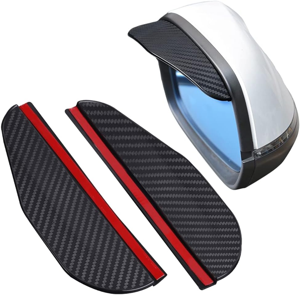 1 Pair Car Side Wing Mirror Rain Protector Cover Cap Smoke Guard Universal Carbon Fiber Rear View Side Eyebrow for SUV Truck Accessories