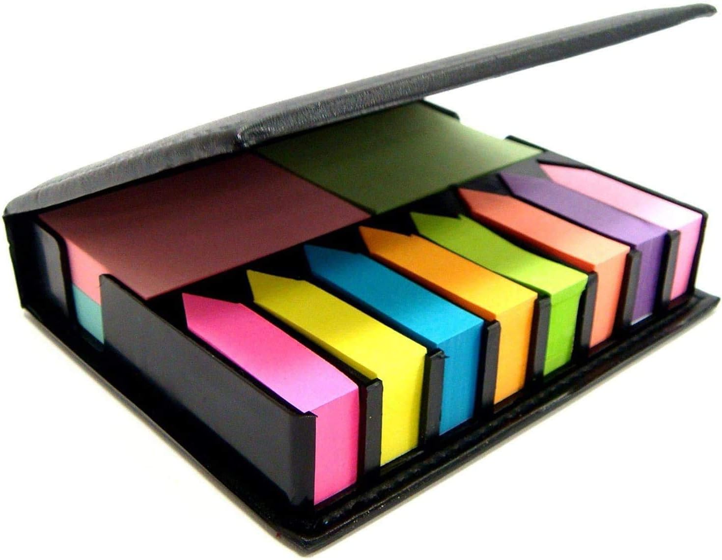 Tiger sticky memo notes holder with index tab flags in leather like case