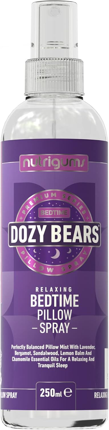 DOZYBEARS The Ultimate Bedtime Pillow Spray 250ml | Calming and Relaxing Pillow Mist with Soothing Scents of Lavender, Lemon Balm, Chamomile, Sandalwood and Bergamot | Support Sleep & Rest