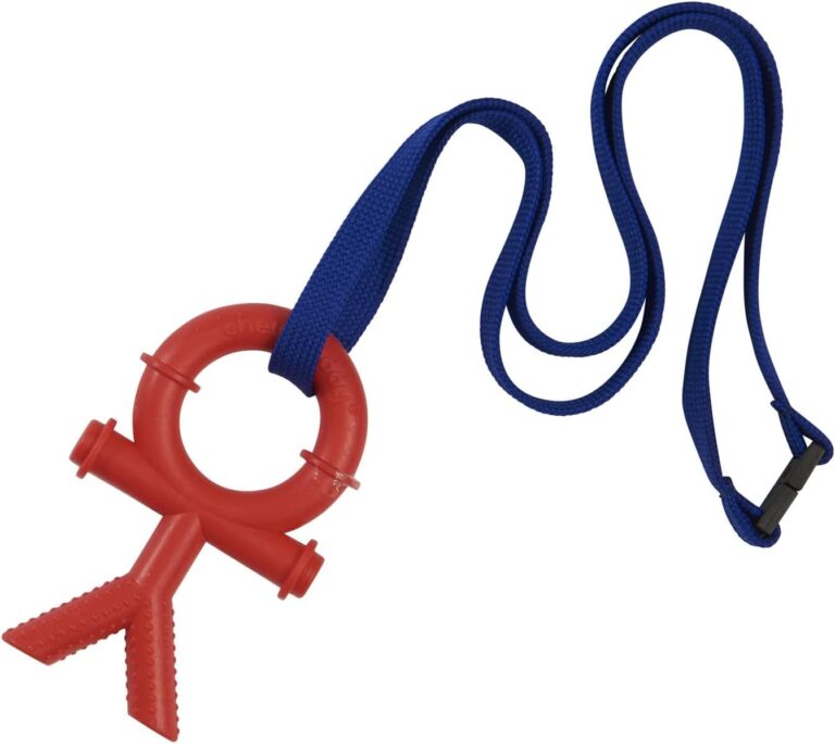 Sensory Direct Chewbuddy Stickman & Lanyard – Pack of 1, Sensory Toy for a Fidget, Chew or Teething Aid | for Kids, Adults, Autism, ADHD, ASD, SPD, Oral Motor or Anxiety Needs | Red