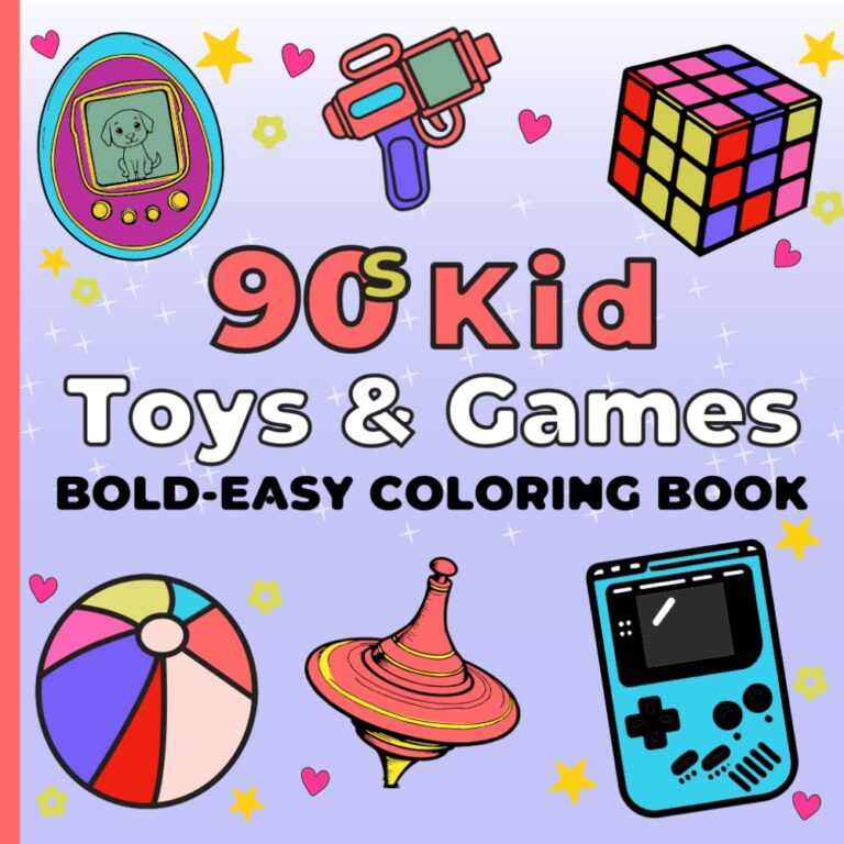90’s Kid Toys & Games: Throwback Style Coloring Book Bold & Easy Nostalgic Patterns for Stress-Free Coloring in Adults and Teens