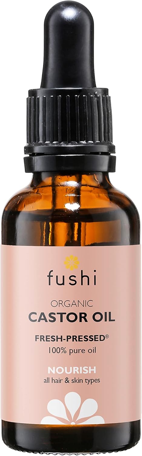 Fushi Organic Castor Oil – 30ml 100% Pure Cold & Fresh-Pressed For Dry Skin & Hair Growth, Eyelashes & Eyebrows Hexane Free Food-grade for inner health Sustainably Sourced