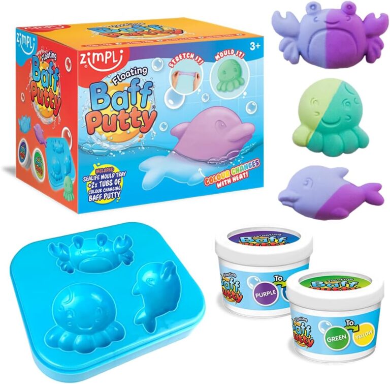 Zimpli Kids Floating Baff Putty, 2 x Colour Changing Bath Putty Tubs, Stretch it, Mould it, Watch it Change Colour! Children’s Modelling Bath Toy, Fidgeting & Stress Relief Gift, Sensory Putty