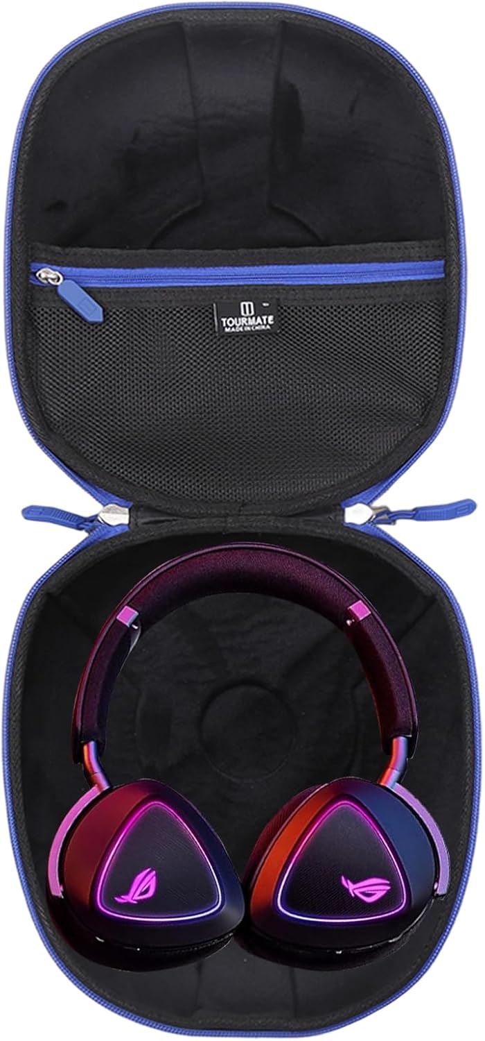 Tourmate Hard Storage Case for ASUS ROG Delta II/Delta S Core/Strix G/Delta S Animate/Pelta Gaming Headphones – Travel Case for ASUS TUF/TUF Gaming H1 Gaming Headset(Box for Sale) (Black & Blue)