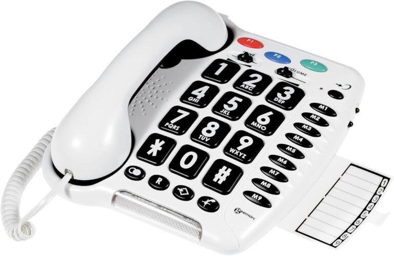 Geemarc CL100 – Big Button Corded Telephone with Loud Receiving Volume and One-touch Memories for Seniors – Hearing Aid Compatible – Low to Medium Hearing Loss – UK Version