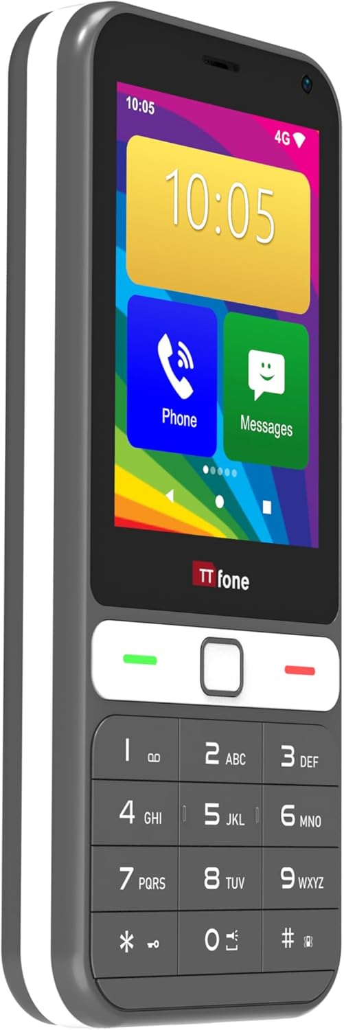 TTfone TT280 – Simple 4G Dual SIM Bar Phone with Android, 2.8″ Touchscreen, Keypad, 2MP Camera, USB-C – Easy to Use Unlocked Mobile (with USB Cable)