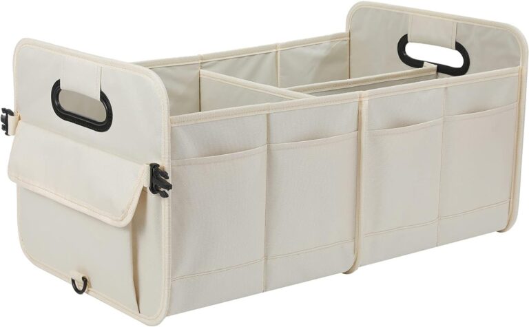 Car Boot Organiser for Mini Hatch (F56) 3-door 2018-2021, Foldable Multi-compartment Non-slip and Durable Car Trunk Organizer Bag Auto Accessories,Beige
