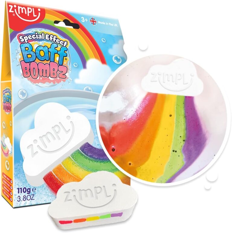 Zimpli Kids Large Cloud Rainbow Baff Bombz, Magically Creates Multi-Colour Special Effect, Bath Bomb Birthday Gifts for Boys & Girls, Pocket Money Toys for Children