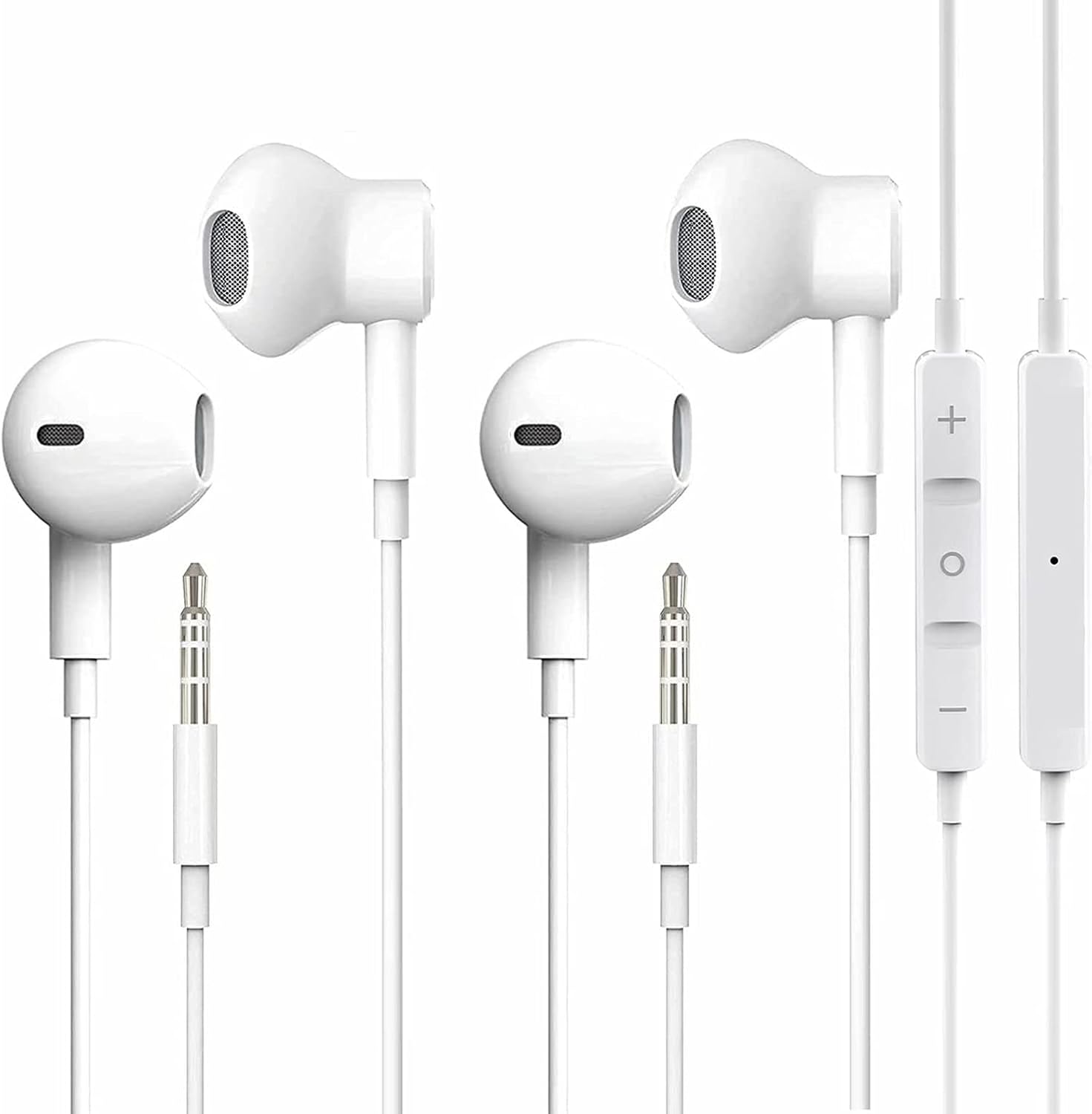 【2 Pack】 In-Ear Headphones with 3.5mm Headphones Plug Microphone Volume Control for Sports Workout Compatible with iPhone, iPad, Huawei, Samsung Cell Phones Tablets Laptops and More