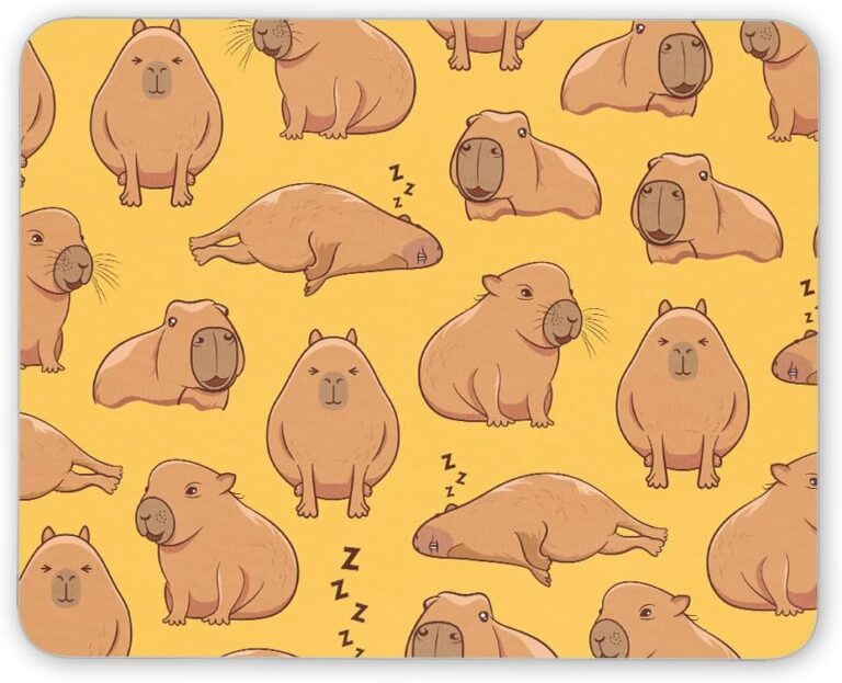 1 x Capybara Mouse Mat – Wild Rodent Illustration Sleeping Pup Animal Desk Accessories Computer Office Work Home Mousepad Pad IT #81056