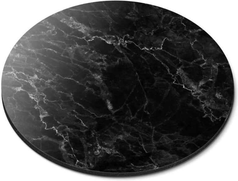 Black Marble Effect Art Rock – Flexible Round 5mm Rubber Mouse Mat Pad Office Home Novelty Printed Desk Accessory – 44319