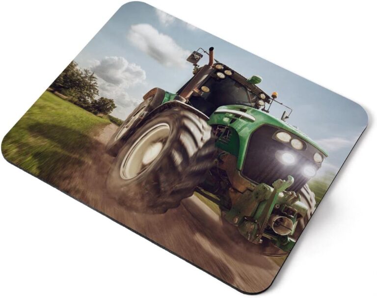 Computer Mouse Mat Pad – Green Farmer Tractor Vehicle Farm Home Office PC Desk Accessory Flexible Fabric Top Large 5mm Laptop Desktop Printed Art Ergonomic #24618