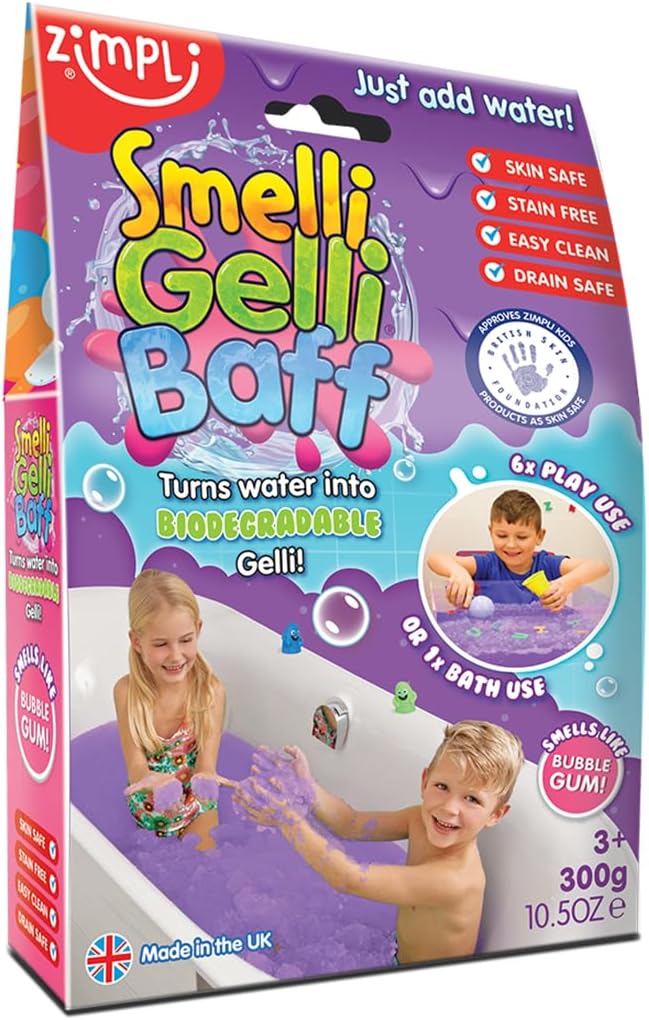 Zimpli Kids Smelli Gelli Baff Bubblegum from, 1 Bath or 6 Play Uses, Magically turns water into thick, colourful goo, Arts & Crafts for Children, Birthday Present, Vegan Friendly & Cruelty Free