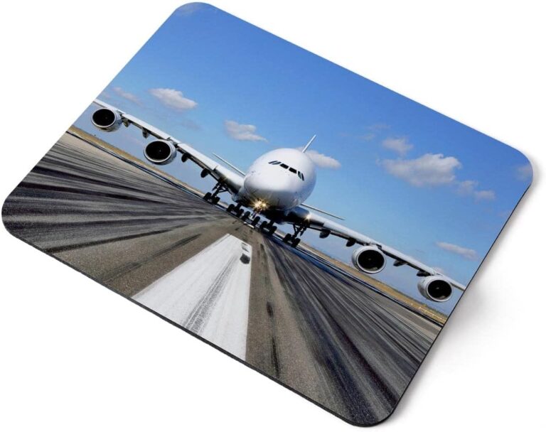 Computer Mouse Mat Pad – A380 Airbus Plane Runaway Pilot Home Office PC Desk Accessory Flexible Fabric Top Large 5mm Laptop Desktop Printed Art Ergonomic #8108