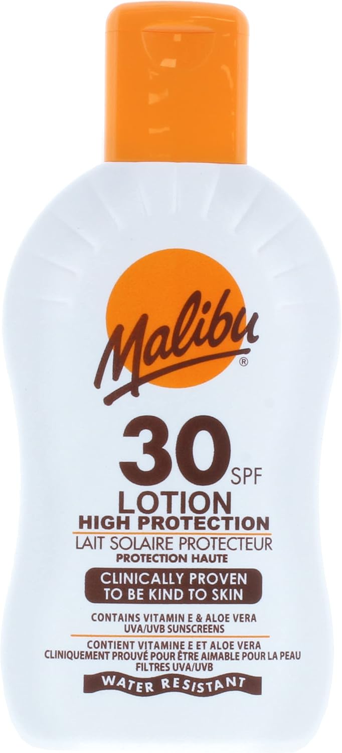 Malibu Sun SPF 30 Lotion, High Protection Sun Cream, Water Resistant, Vitamin E and Aloe Vera Enriched, 200ml