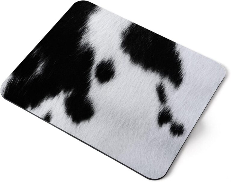 Computer Mouse Mat Pad – Black & White Cow Print Pattern Animal Farm Home Office PC Desk Accessory Flexible Fabric Top Large 5mm Laptop Desktop Printed Art Ergonomic #44288