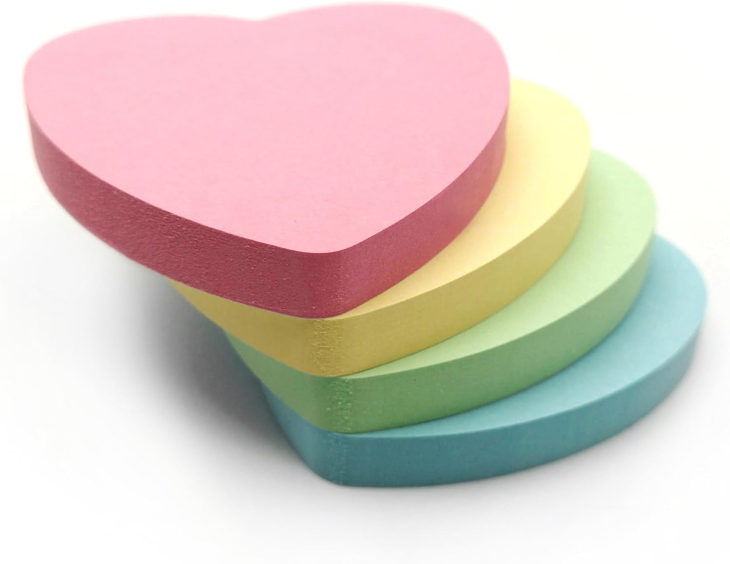 Heart Sticky Notes Pastel Colours Yellow, Pink, Green, Orange | 400 Sticky Pads (76x76mm) Set of 4 (100 Sheets Per Pad) | Stationery, Office Accessories, School Supplies for All Occasions