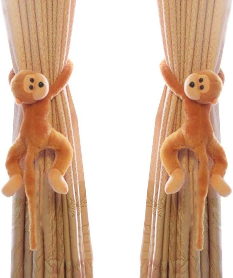 1 Pair Curtain Tiebacks Hook Monkey Curtain Clips Rope Animal Curtain Accessories Holder Curtain Holdback Decorative Tieback Hook Toy for Children’s Bedroom Living Room Home Office Window Office