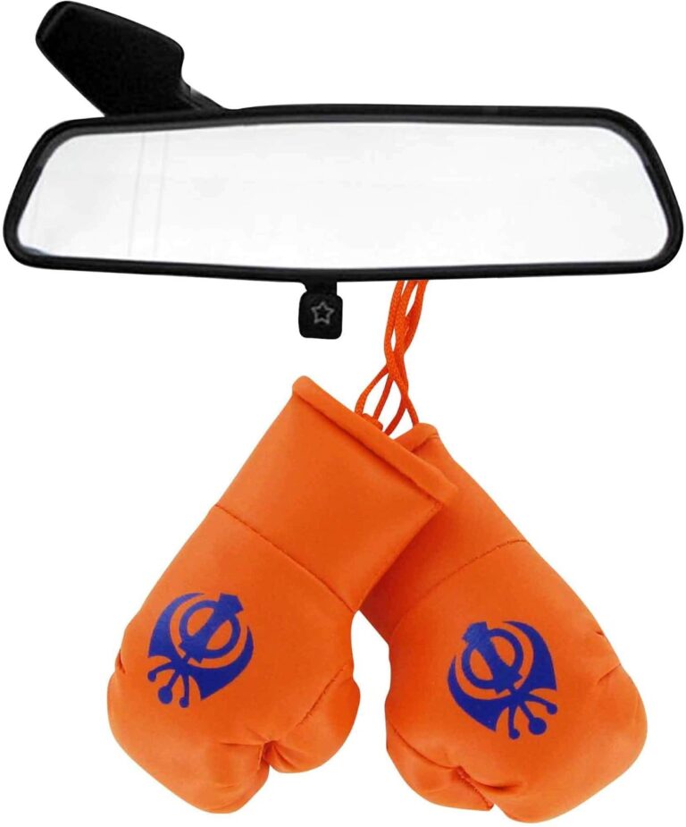 Sikh Khanda Gifts Sikh Khanda Mini Boxing Gloves for Cars or Home – Hanging Ornament – Faux Leather – General Decoration