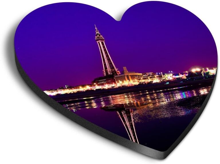 1x Heart MDF Magnet 6cm – Blackpool Tower Night Sky England UK – Fridge Locker Office Whiteboard Toolbox #50297