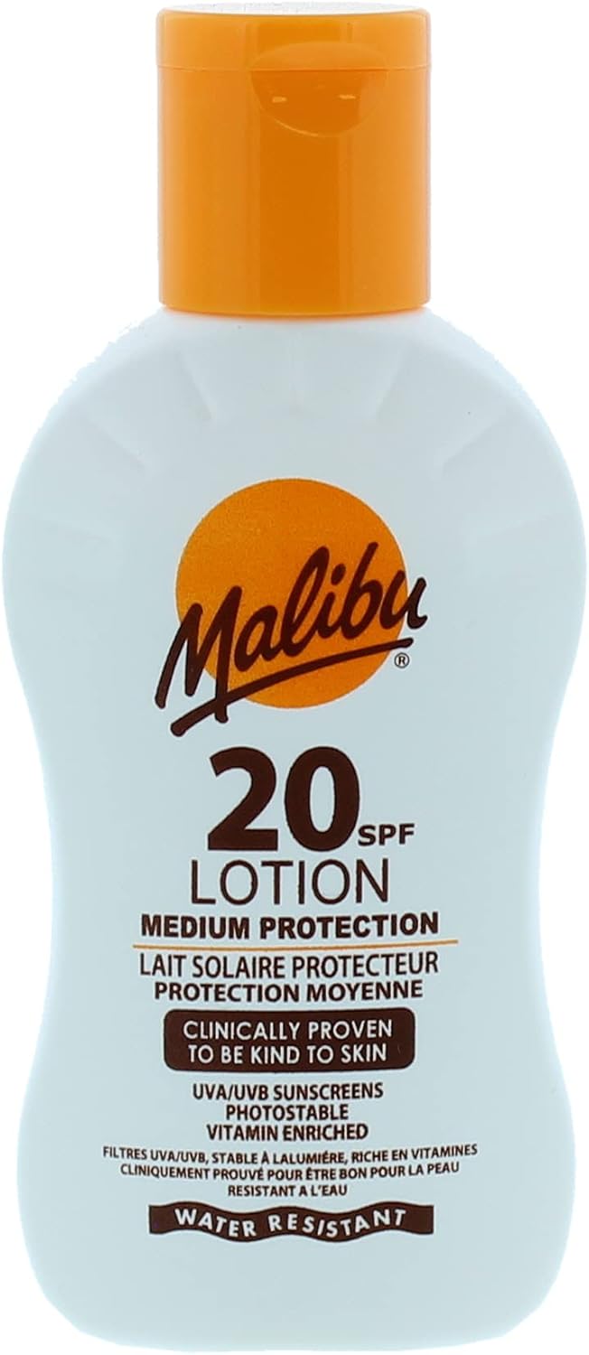 Malibu Sun SPF 20 Lotion, Medium Protection Sun Cream, Water Resistant, Vitamin Enriched, 100ml