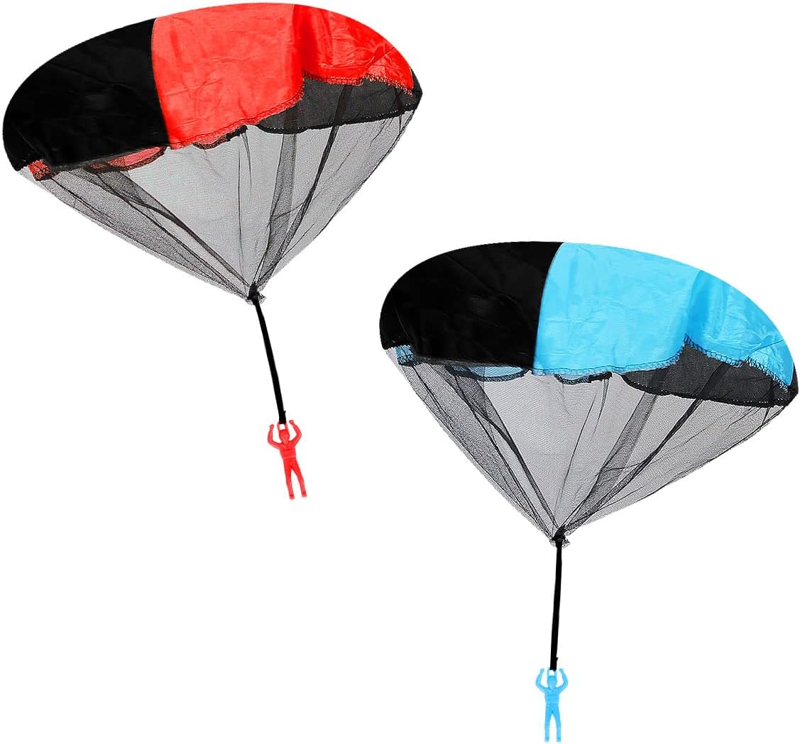 Jagowa 2 Pack Parachute Toy Soldiers – Hand Throwing Army Men for Outdoor Fun – Kids’ Paratrooper Flying Toys – Blue & Red – Ideal for Boys and Girls!