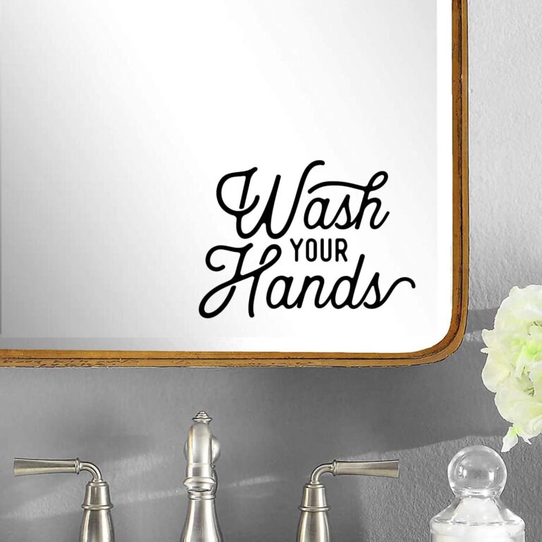 Pack of 2 Wash Your Hands Waterproof Bathroom Sticker – Wall Mural Decor – Toilet Accessories – Mirror Decal – Home Wall Art – Gift Ideas – Cafe, Restuatant, Office (2)