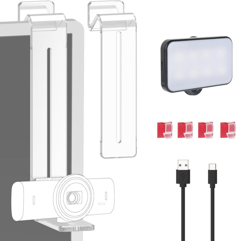 TOCCOOL Center Screen/Middle Screen Webcam Mount with Video Conference Light, Position Webcam Anywhere on Monitor, Laptop Screen, Compatible with Logitech MX Brio, C920x, C922, C930 Webcams