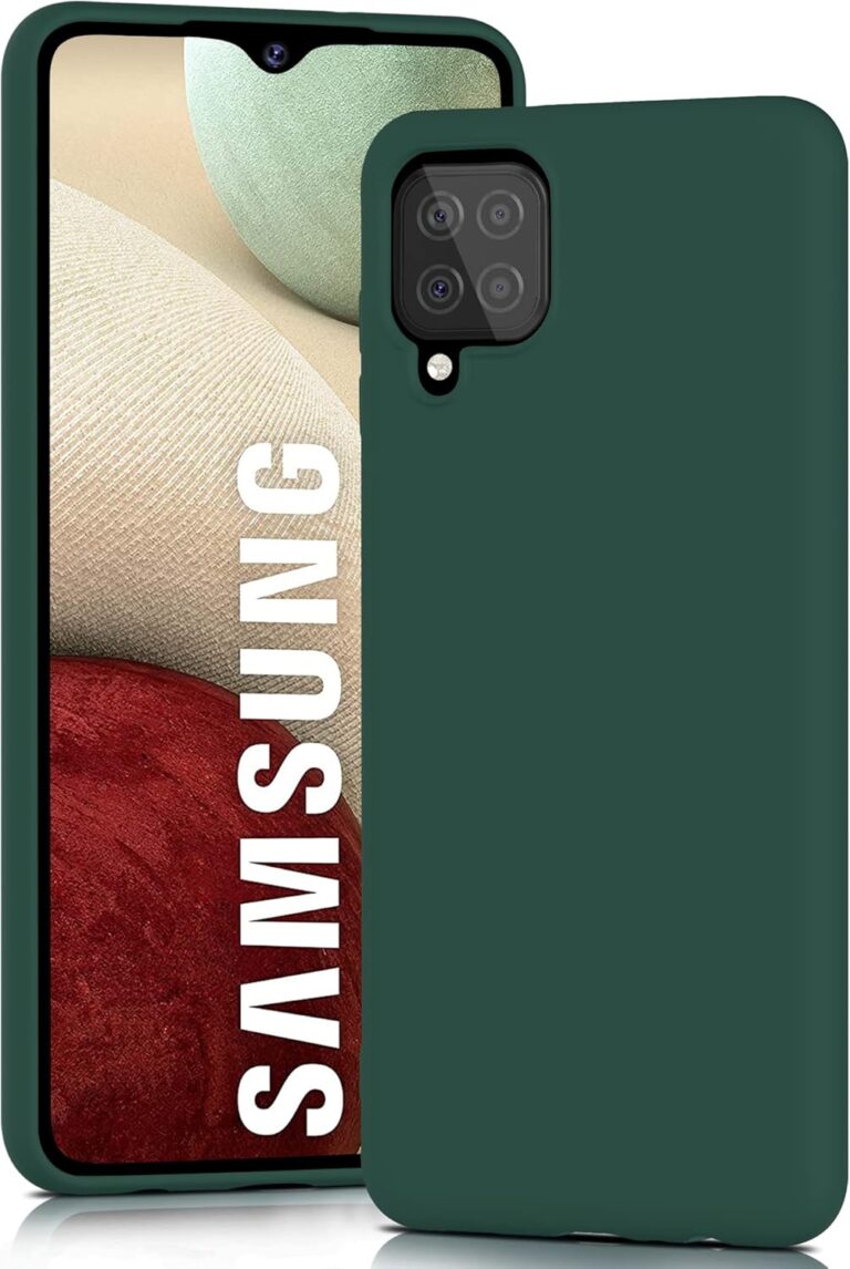 YATWIN Silicone Case for Samsung Galaxy A12 M12, Soft-Touch, Shockproof, DustProof, Antiskid Full Body Armour Phone Cover for Samsung Galaxy A12 M12 – Dark Green