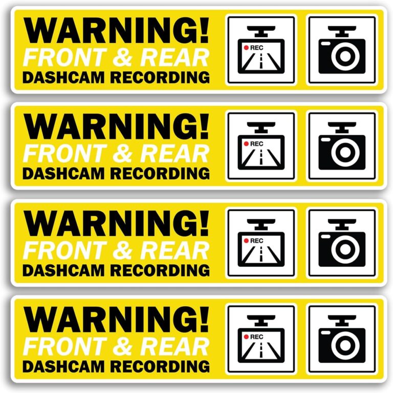 4 x Dashcam Recording Vinyl Stickers – Front & Rear Camera Warning Notice Car Accessories Vehicle Labels Sticker – Size 150mm x 35mm #81679