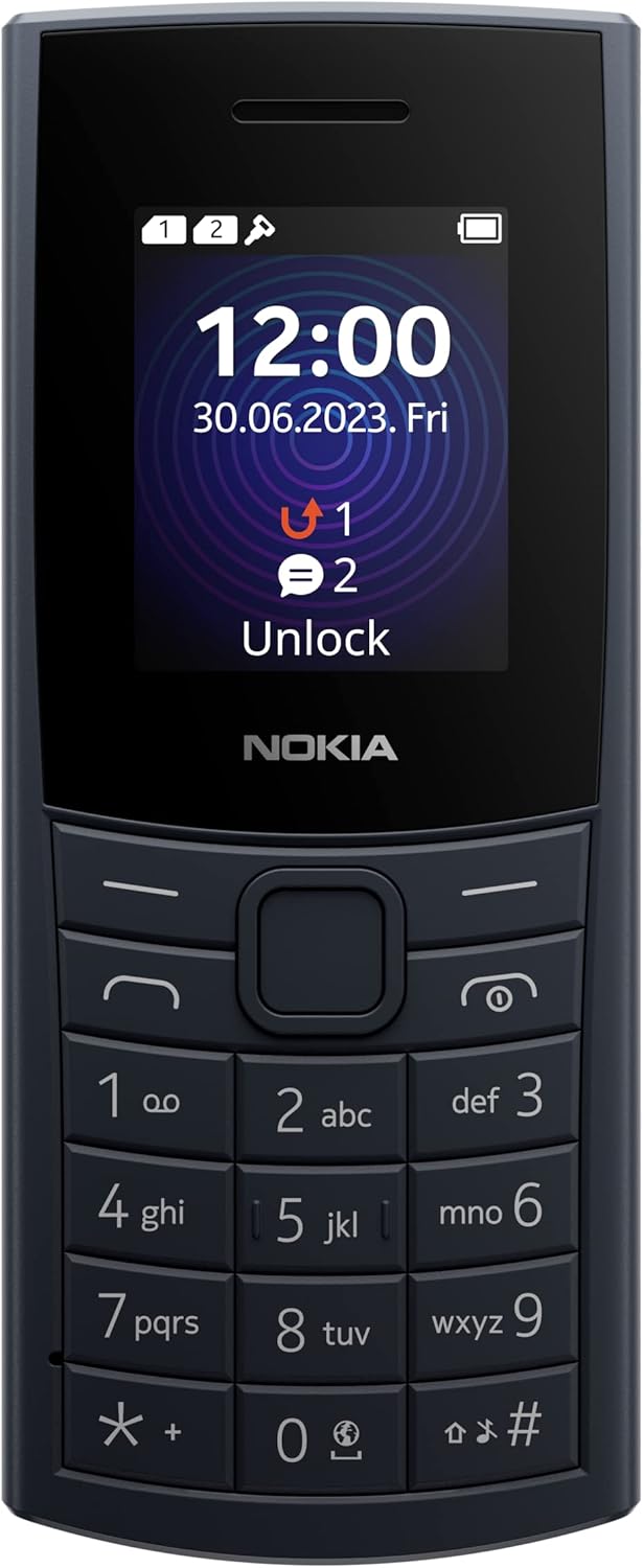 Nokia 110 4G 2nd Edition (2024) (1.8 inch display, Camera, Removable 1450mAh battery, 128MB memory expandable, Bluetooth 5.0, USB Type-C, 3.5mm jack socket, Dual SIM, IP54, FM radio) – Midnight Blue