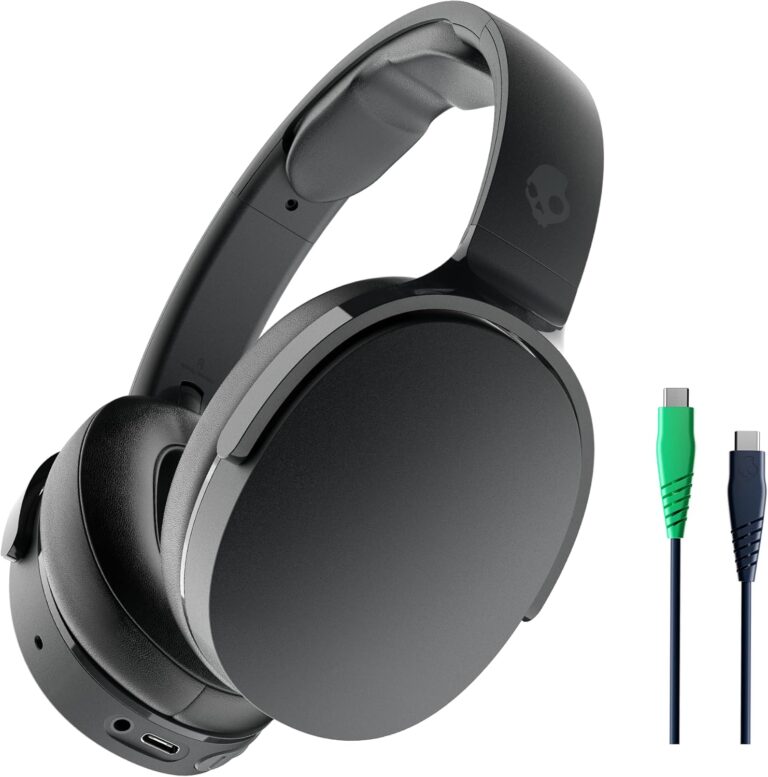 Skullcandy Hesh Evo Wireless Over-Ear Bluetooth Headphones with Charging Cable, Noise Isolating, Up to 36 Hours Battery, Foldable Lightweight Design, Microphone for iPhone Android – True Black
