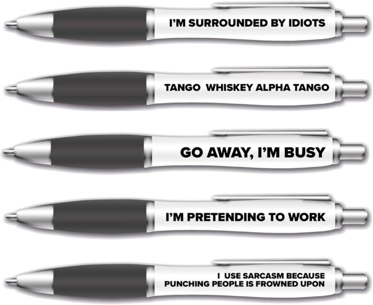 5 Pack of Ballpoint Pens – Funny Pen Set For Colleagues – Funky Stationery Quirky Gift – Office Desk Accessories – Rude Pen Set – Funny Friend Gift