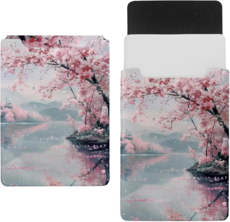 Laptop Sleeve Carry Case Protective Bag 14 inch, Waterproof Slim Computer Cover Bag for Tablet Notebook – Cherry Blossom near Lake