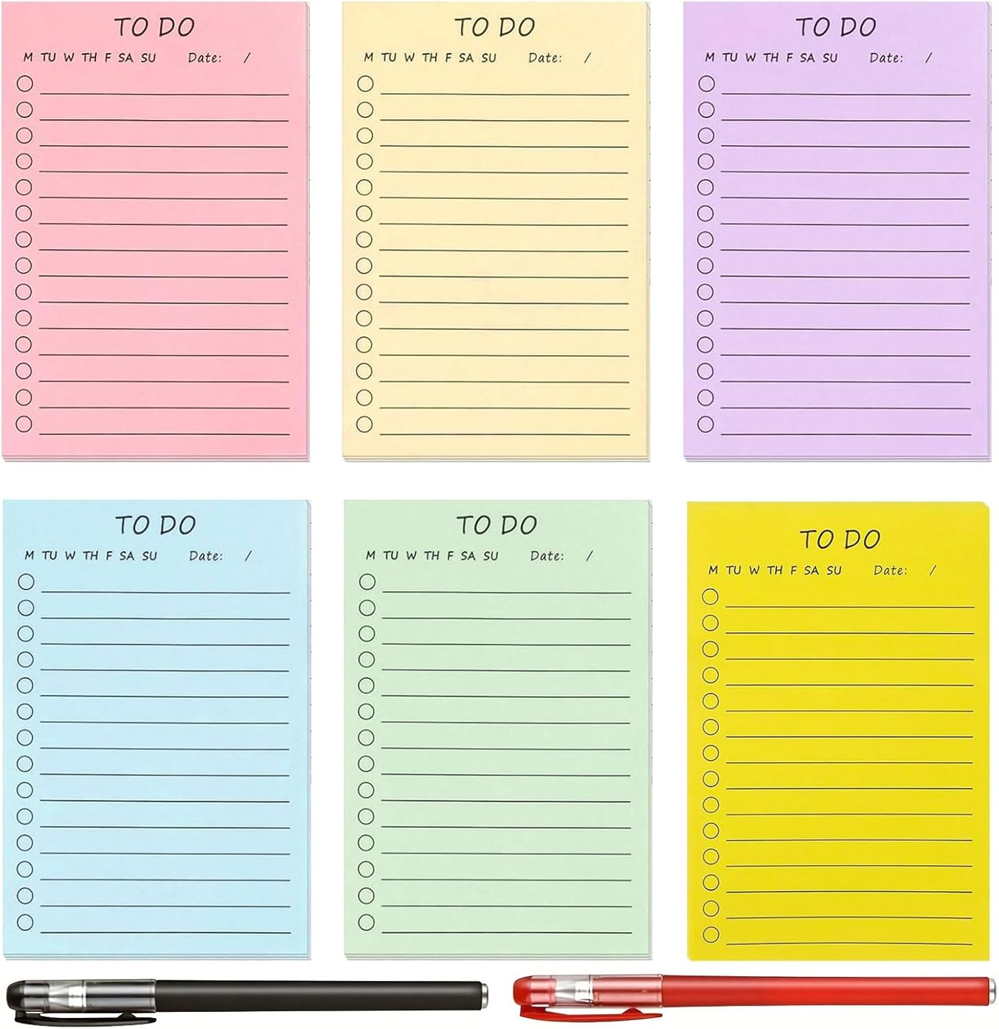 to Do List Pad Sticky Notes – 6Pcs 300 Sheets 15x10cm Colorful Shopping List Pad Self-Stick Do List Notepads Lined Sticky Notes Daily Planner Notepad for School Office Meeting Home Stationery Supplies