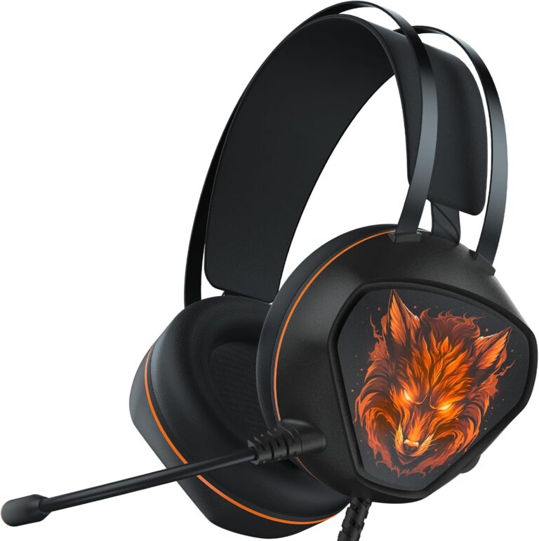 Gaming Headset for Xbox Series X/S, Xbox One, PS5, PS4, PC with 7.1 Surround Sound, Wired Gaming Headset with Noise Cancelling Mic, Dynamic RGB Light for Controller
