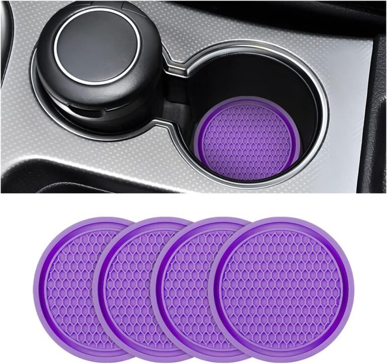 4 Pack Cup Holder Coaster, 2.75 Inch Diameter Non-Slip Universal Insert, Durable Car Accessory for Most Interiors, Suitable for Women and Men (Purple)