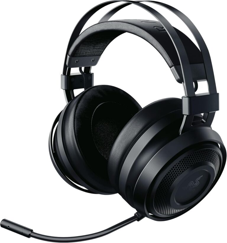 Razer Nari Essential Wireless 7.1 Surround Sound Gaming Headset: THX Spatial Audio – Auto-Adjust Headband & Swivel Cups – Auto-Adjust – Flip Mic – For PC, PS4, PS5 Only – Black