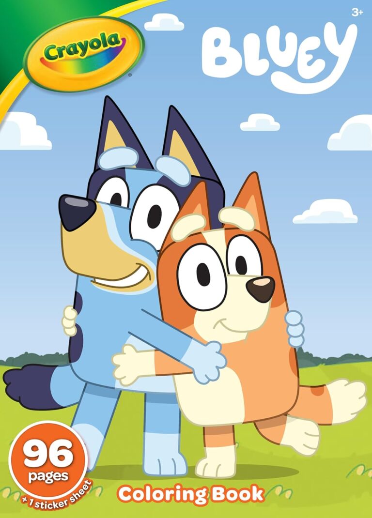CRAYOLA Colouring Book – Bluey | 96 Pages of Bluey Colouring Fun | Sticker Sheet Included | Ideal for Kids Aged 3+