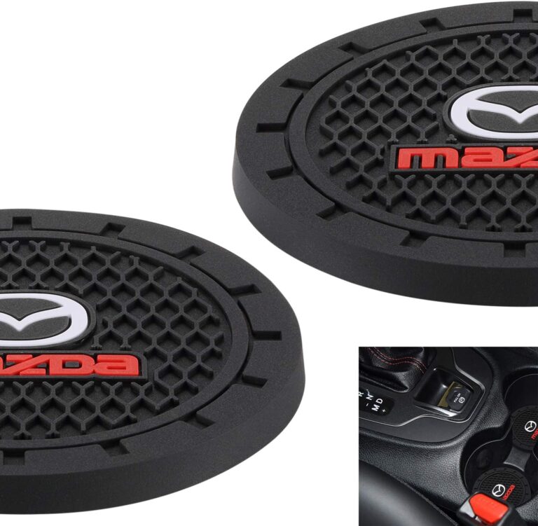 AOOOOP Car Interior Accessories for Mazda Cup Holder Insert Coaster – Silicone Anti Slip Cup Mat for Mazda 3 6 CX-3 CX-5 CX-9 MX-5 (Set of 2, 2.75″ Diameter)