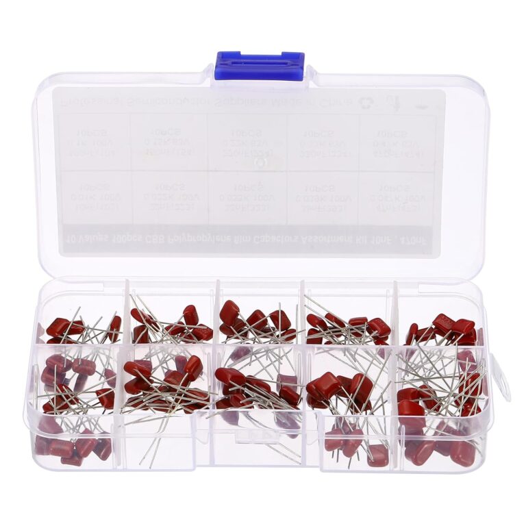 PATIKIL 10 Value CBB Capacitor, 100Pcs Polypropylene Film Capacitors Assortment Kit 10nF-470nF with Storage Box for Hobby Electronics
