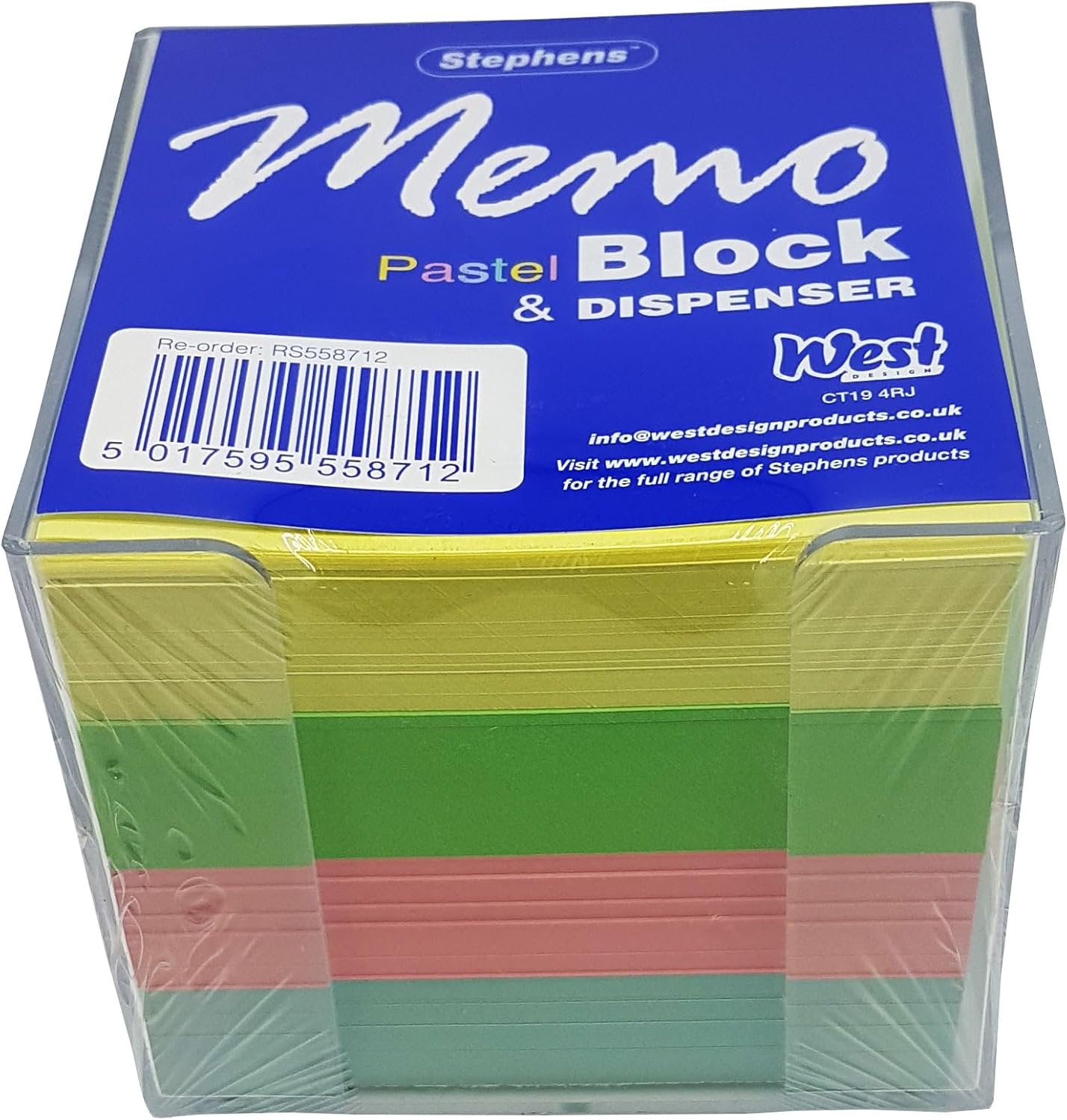 Stephens Note Paper Memo Block Dispenser Pastel Colour, Ideal Desk Note Paper Holder For Taking Phone Message, Jotting Down Shopping Lists, Dates And Upcoming Events, For Home, Office, Business School